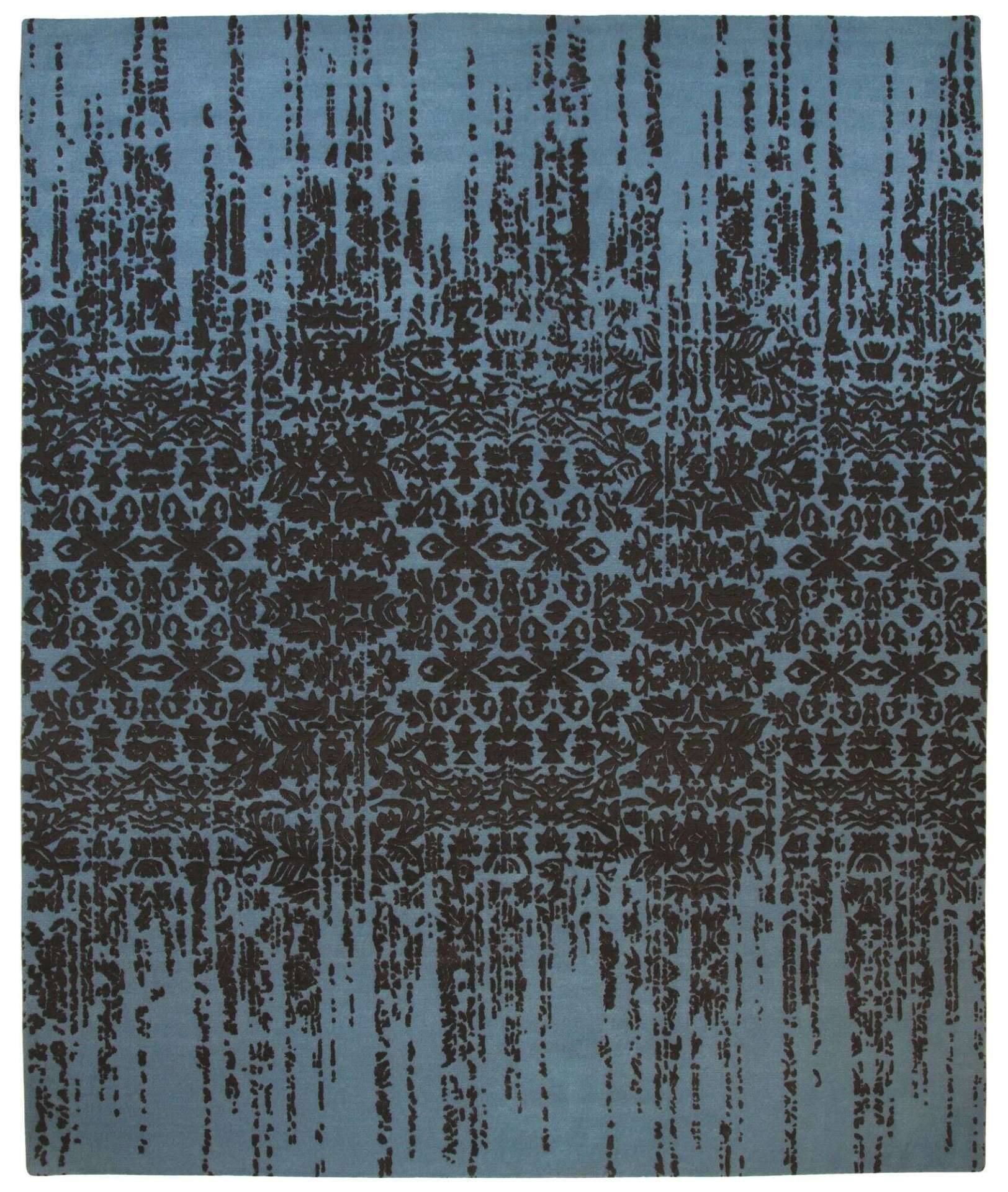 Nepal Teppich Jabu Silk 60 Wolle Seide Design ca.250x300cm blau – Bild 1