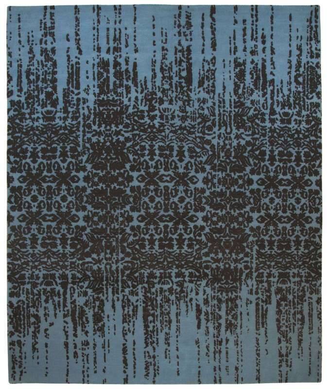Nepal Teppich Jabu Silk 60 Wolle Seide Design ca.250x300cm blau