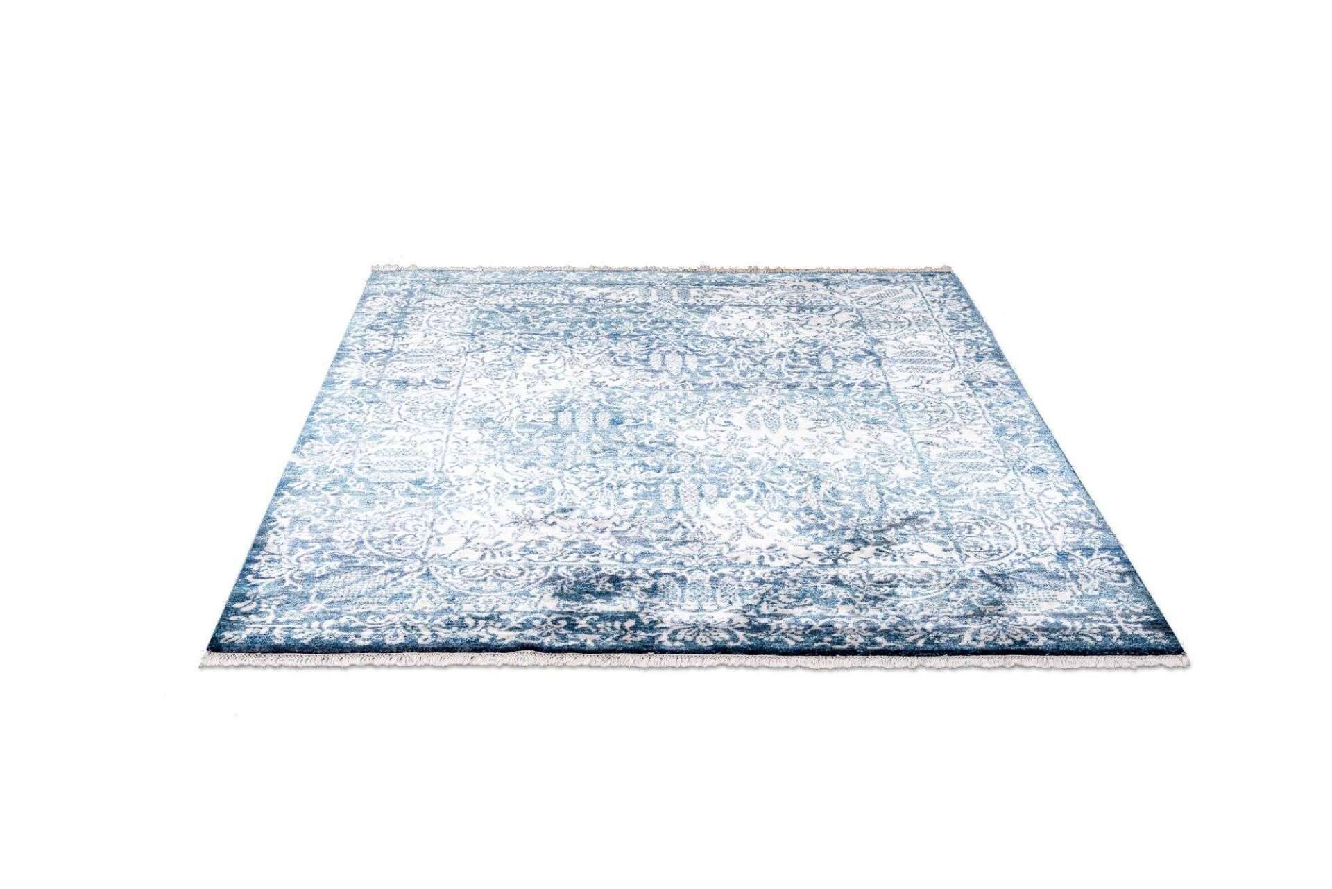 Vintage Teppich Queensland 160x230cm Handgeknüpft Viskose blau – Bild 6