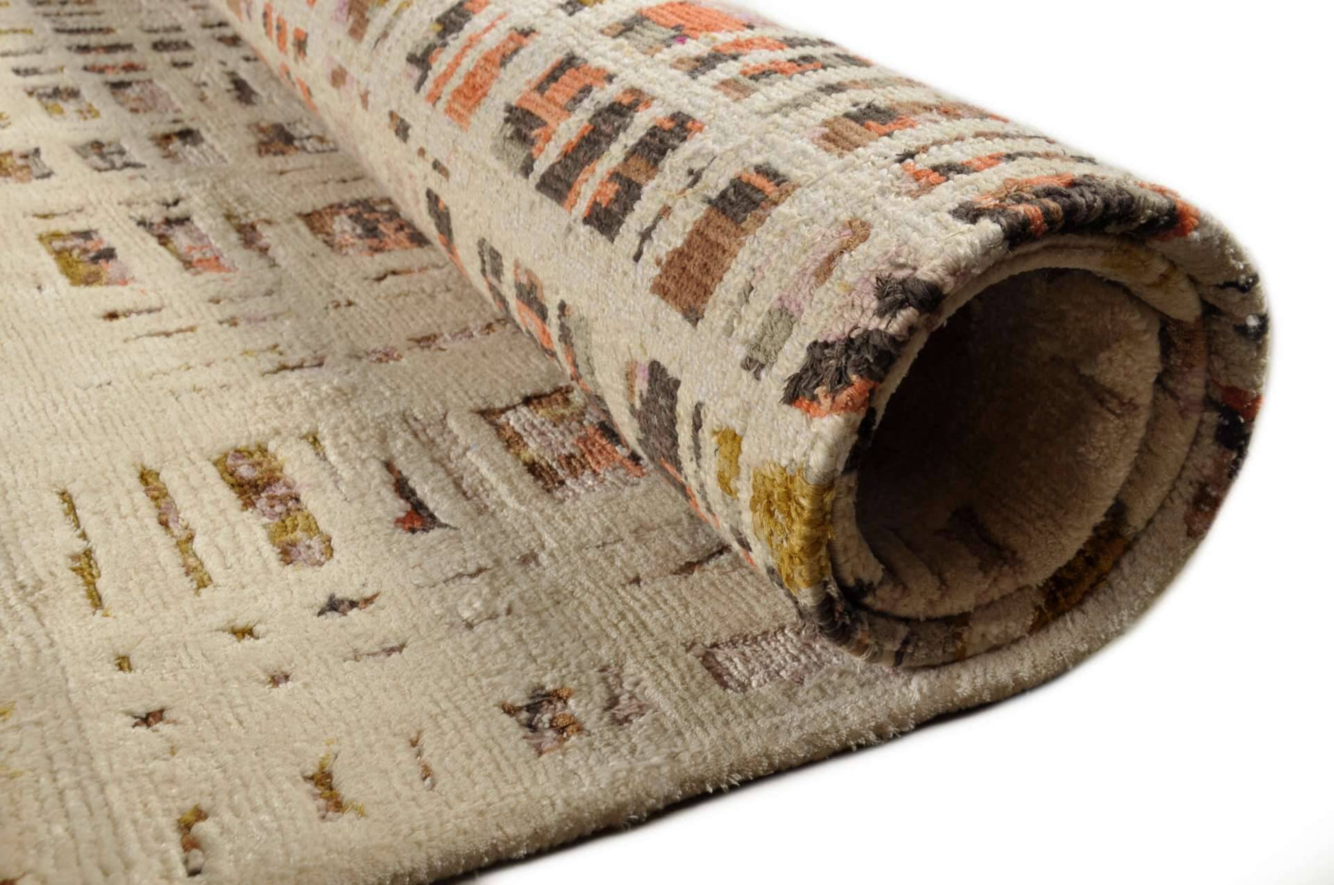 Teppich Nepal beige Seide Handgeknüpft Dhingri Silk – Bild 4