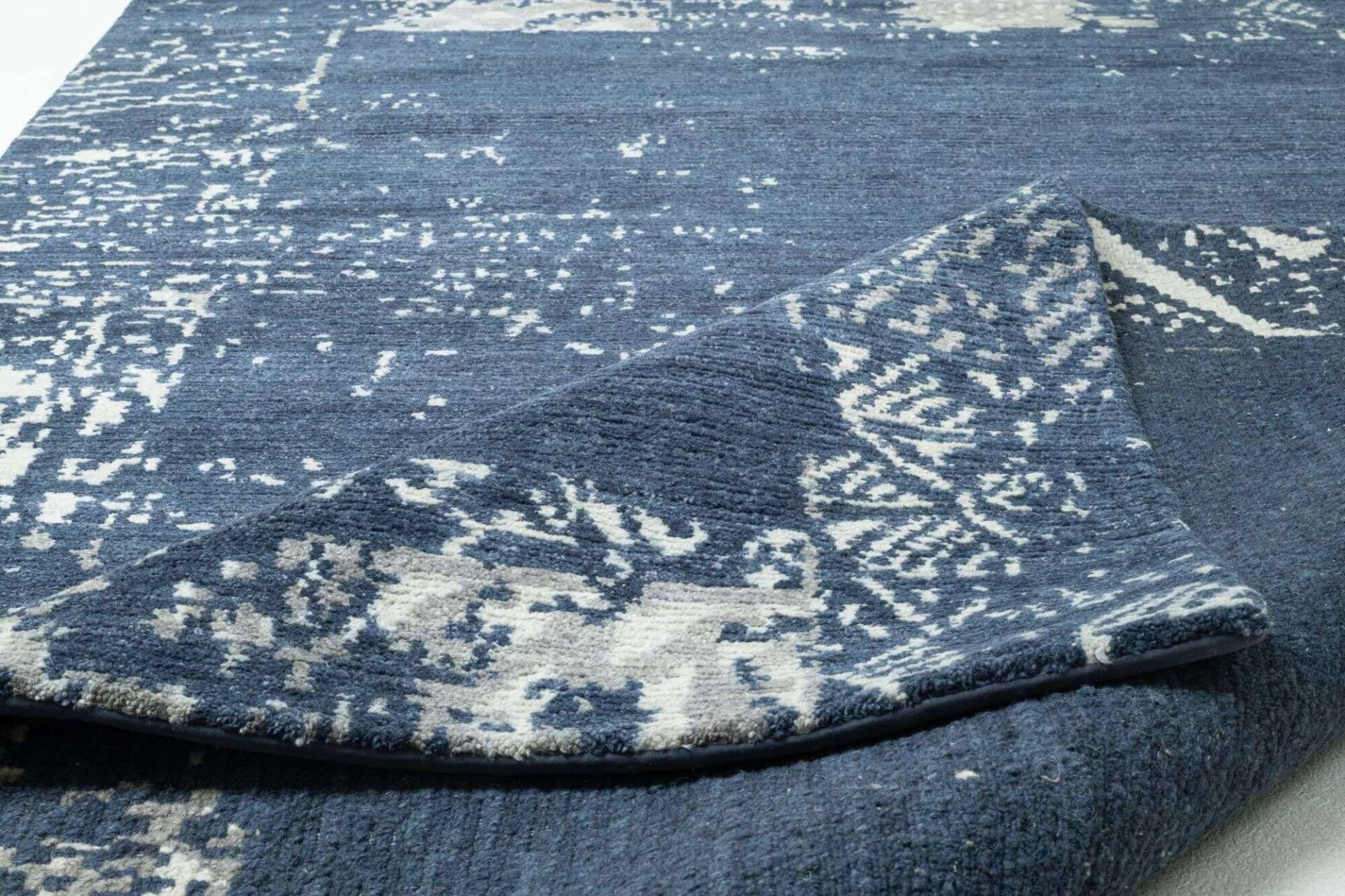 Sangri Teppich Nepal Design Wolle blau Handgeknüpft 163x235 cm – Bild 7