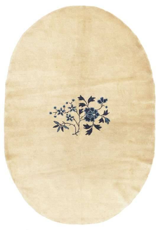 Teppich China Antik ca 120x180 cm Handgeknüpft Wolle Oval