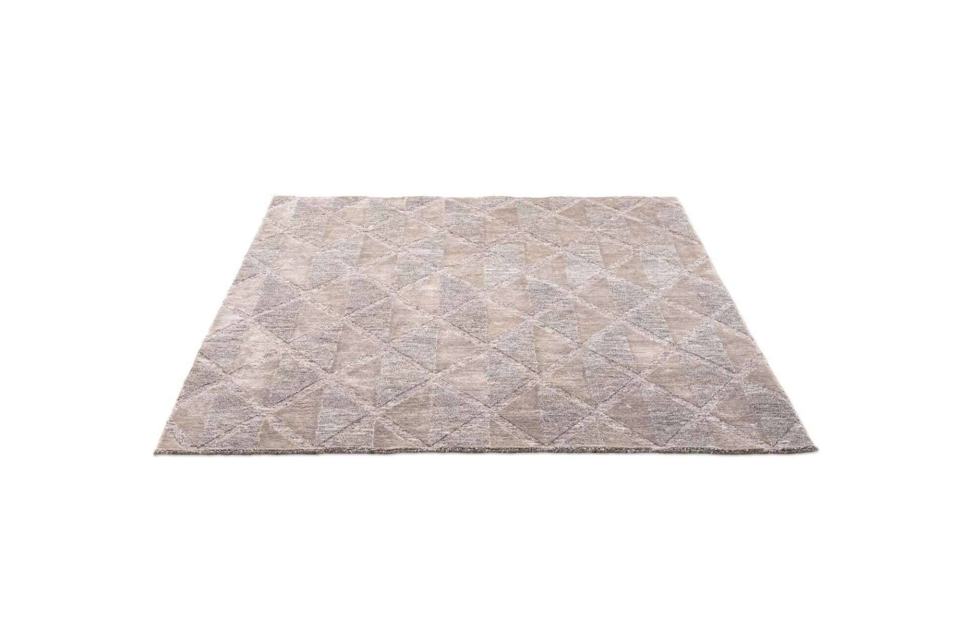 Victoria Moderner Teppich160x230cm Viskose und Wolle beige mit grau – Bild 5
