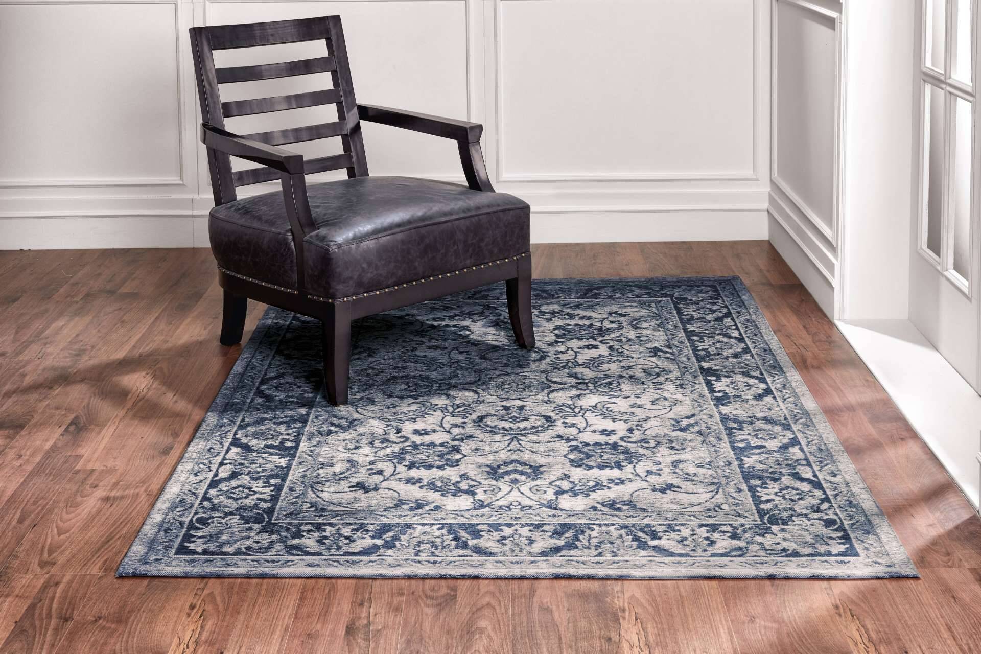 Vintage Teppich TEBRIZ 160x230 cm ANTIQUE BLUE - Waschbarer Teppich – Bild 2