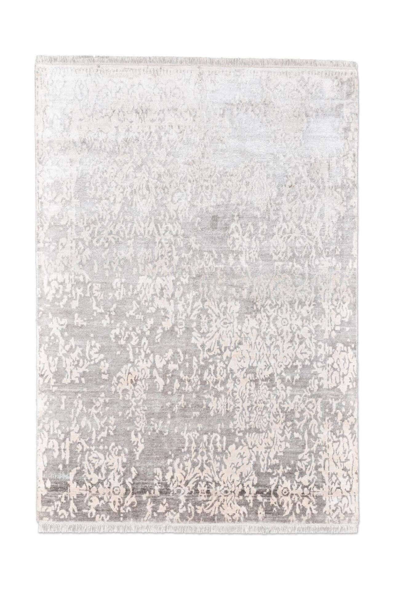 Design Teppich Queensland 160x230cm Handgeknüpft Viskose grau – Bild 1