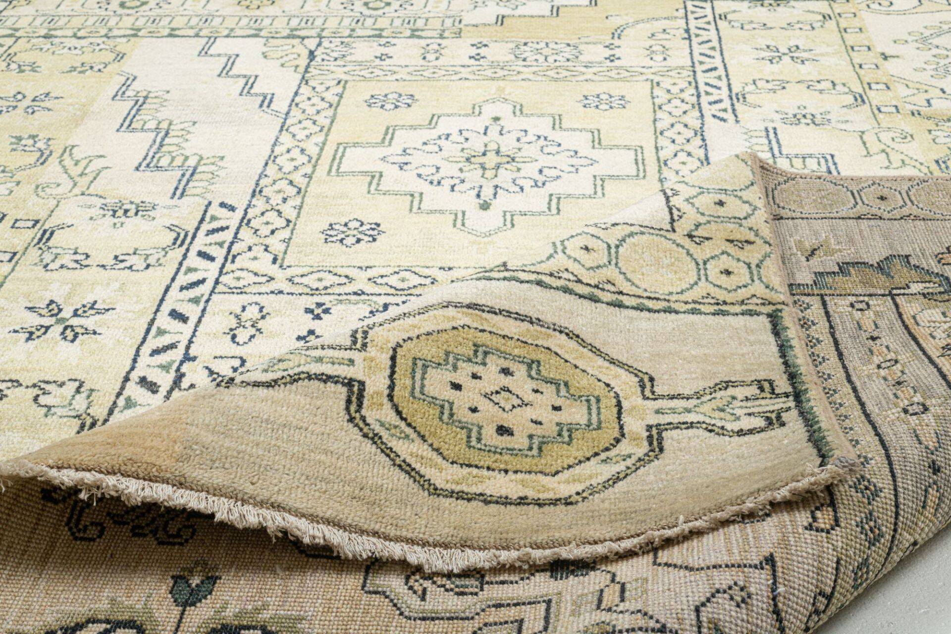 Patchwork Teppich PATCH Handgeknüpft beige-grün 170x240cm   – Bild 5