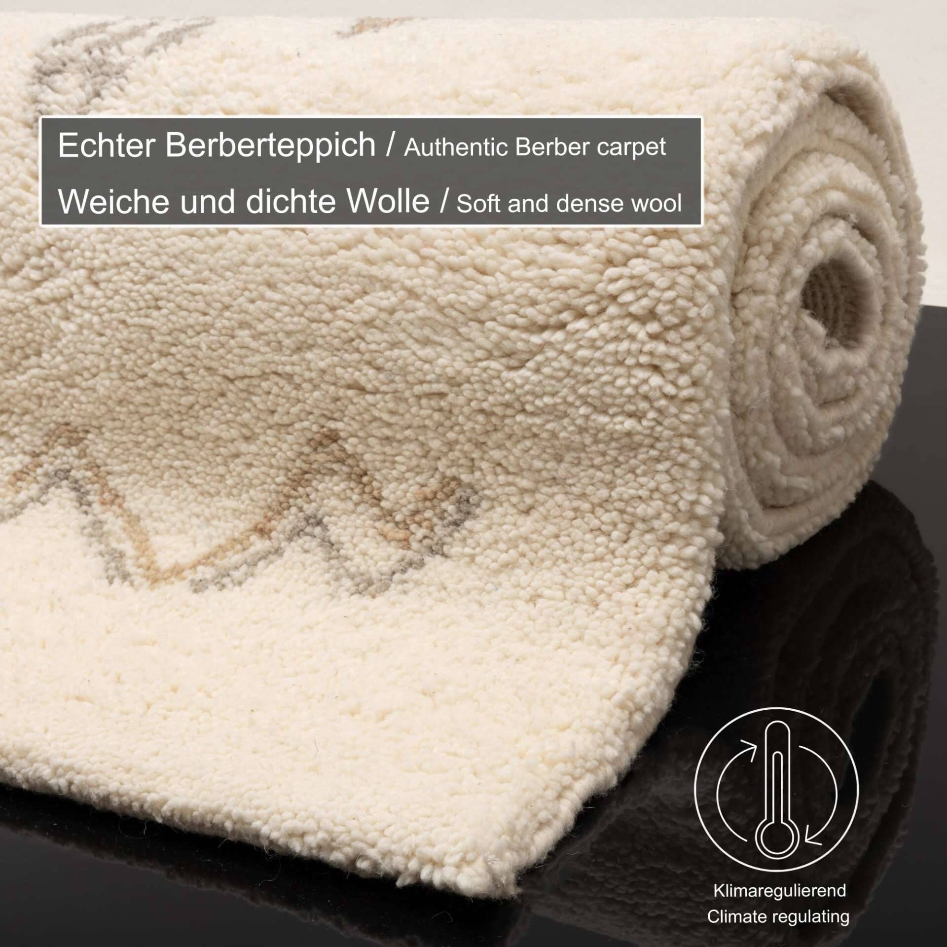 Handgeknüpfter Berber Teppich Hadj 225 - 997 blanc Schurwolle – Bild 1