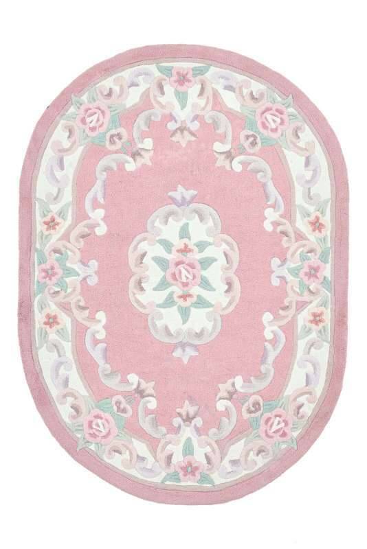 Ming Aubusson China Teppich rosa oval Teppich mit Blumen