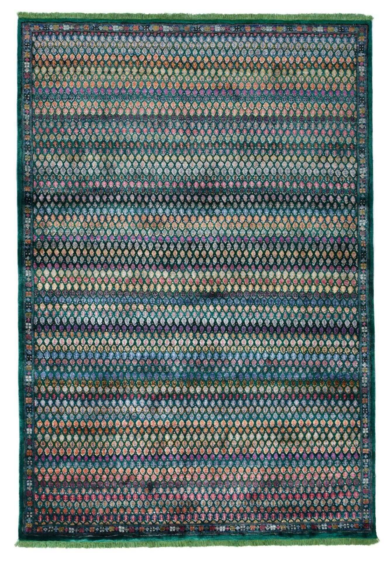 Design Teppich New Chapter 170x240cm Handgeknüpft Viskose Mir Modern grün – Bild 1