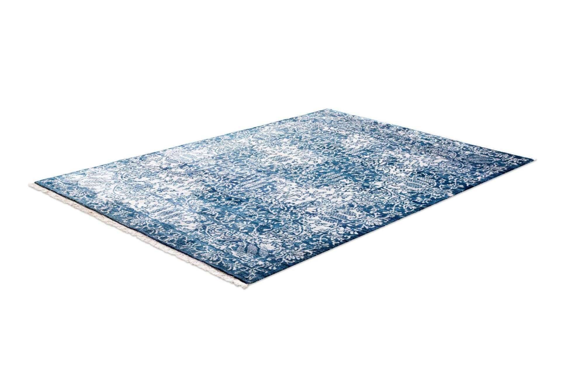 Vintage Teppich Queensland 160x230cm Handgeknüpft Viskose blau – Bild 2