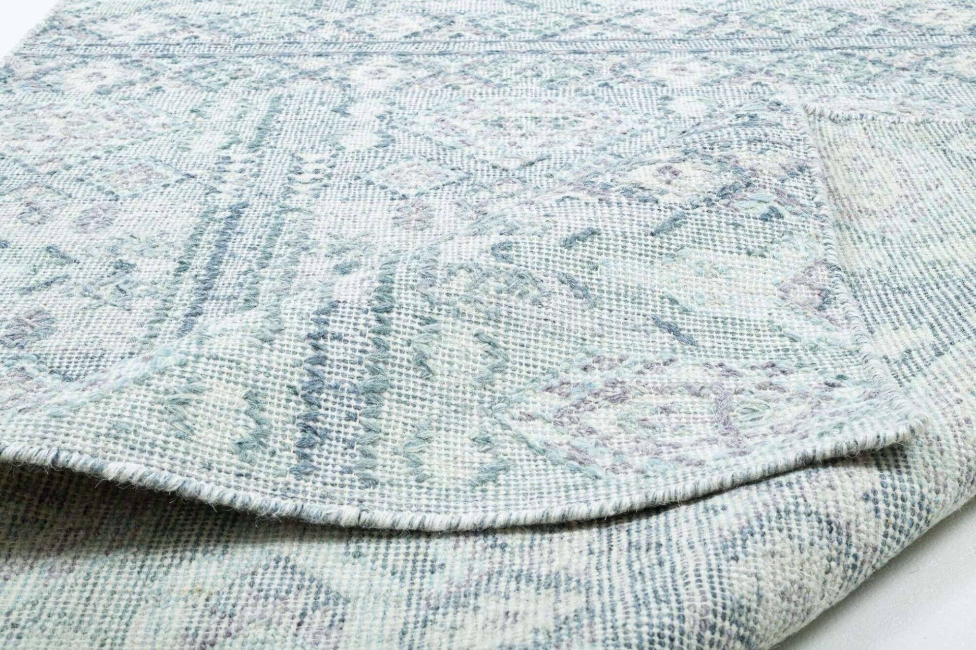 Handwebteppich Zilch Schurwolle Kelim Modern Blau Grün 160x230cm – Bild 6