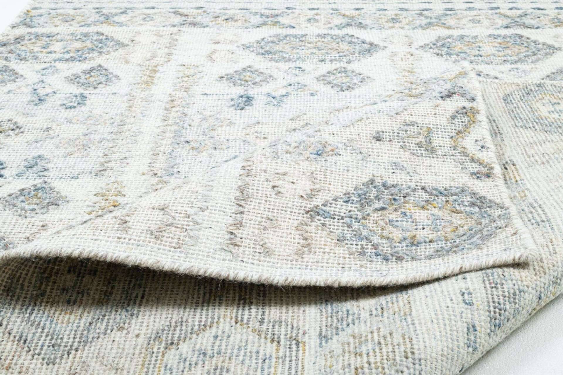 Handwebteppich Zilch Schurwolle Kelim Modern Blau Beige 160x230cm – Bild 5