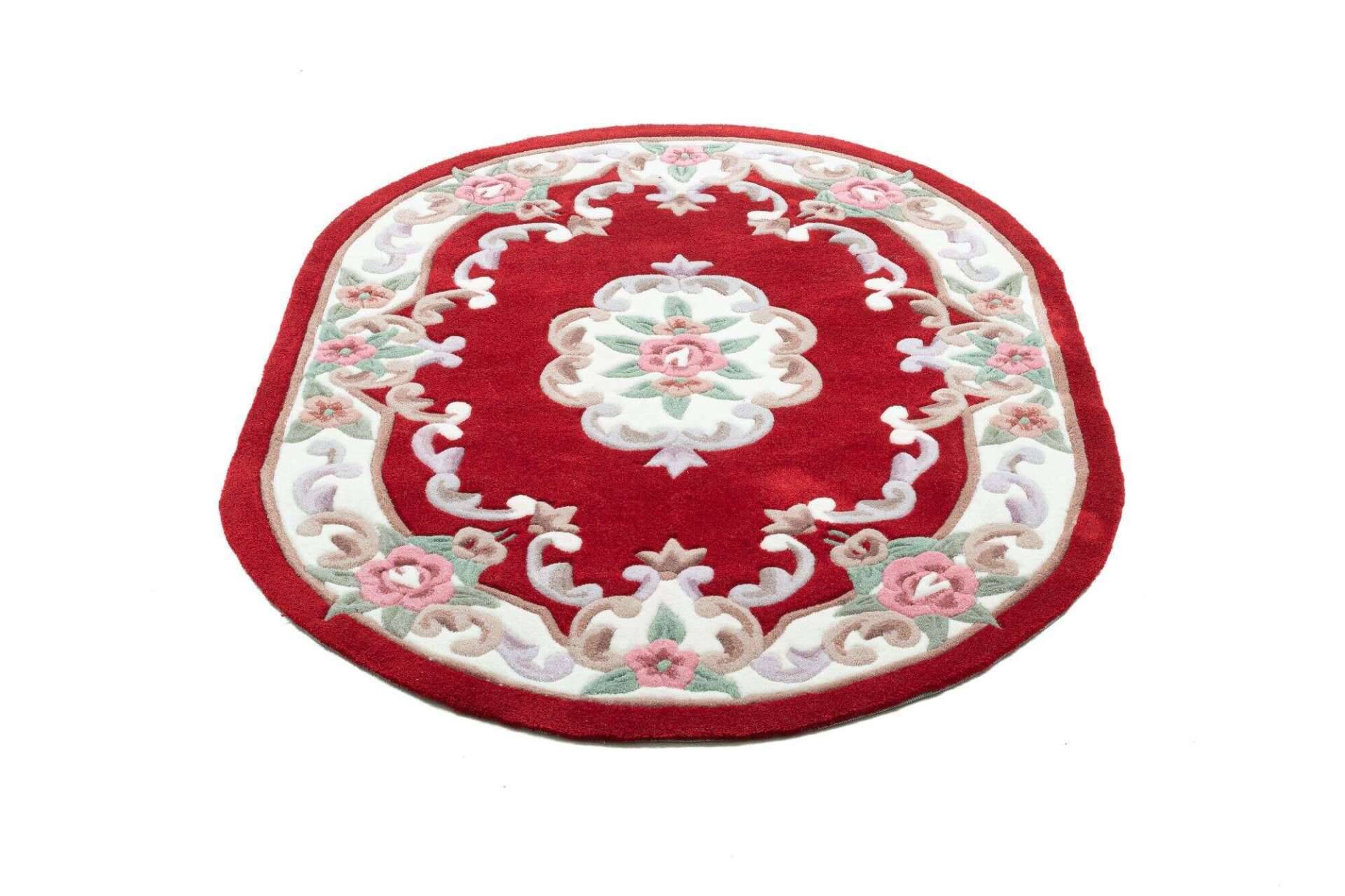 Ming Aubusson China Teppich rot oval Teppich mit Blumen – Bild 3
