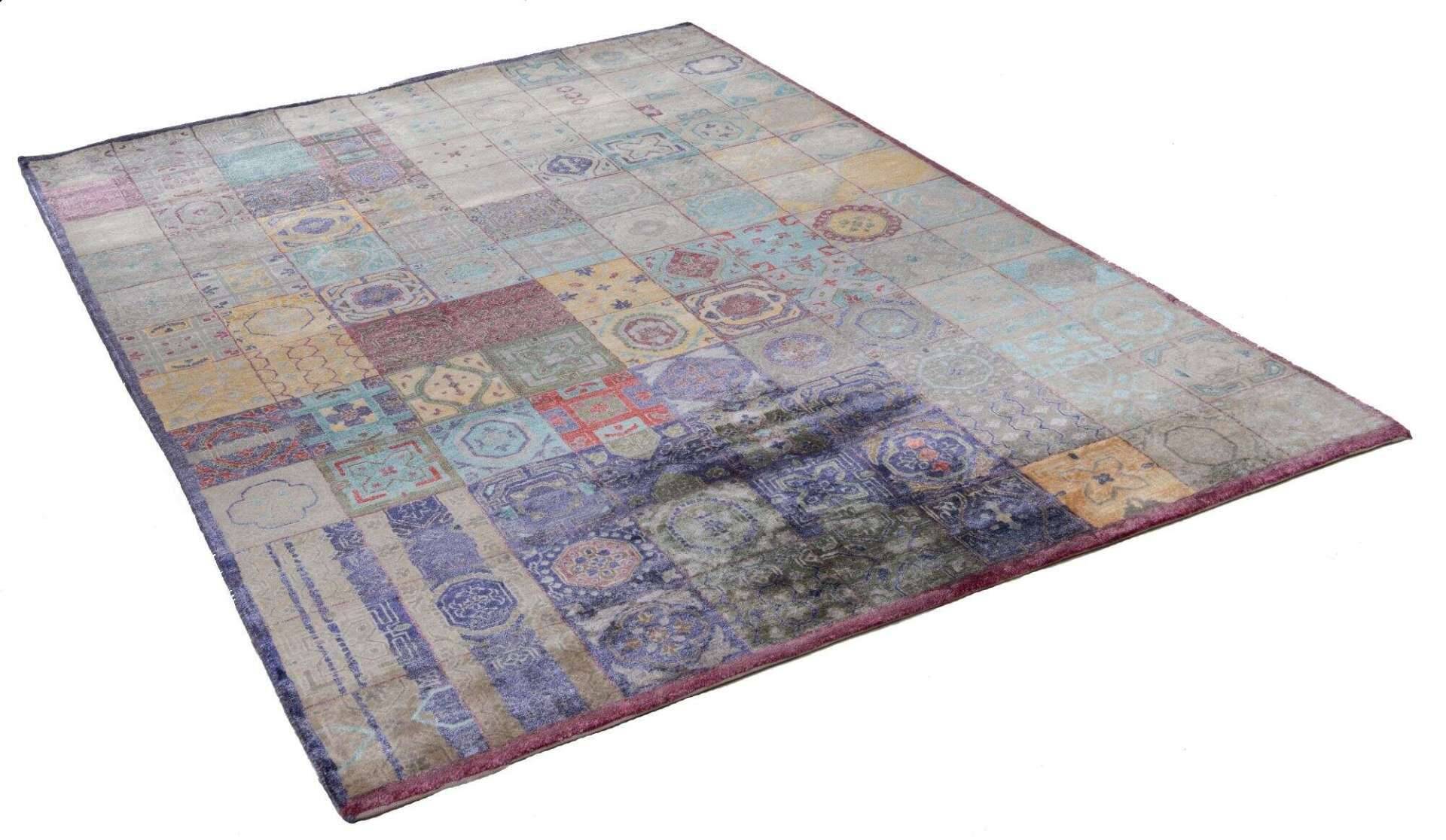 Design Teppich Hindustan Viscose 50 Handgeknüpft 171x238 cm bunt – Bild 2