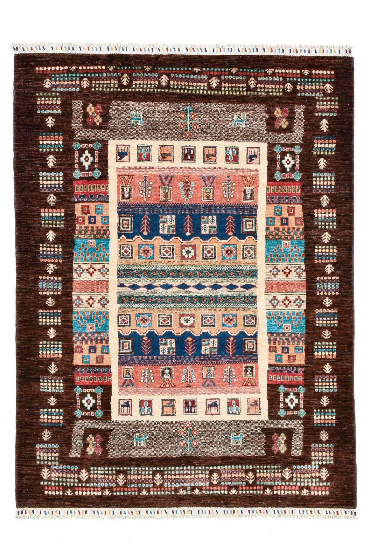 Klassischer Ziegler Teppich Kandashah Handgeknüpft 149x199cm bunt – Bild 1