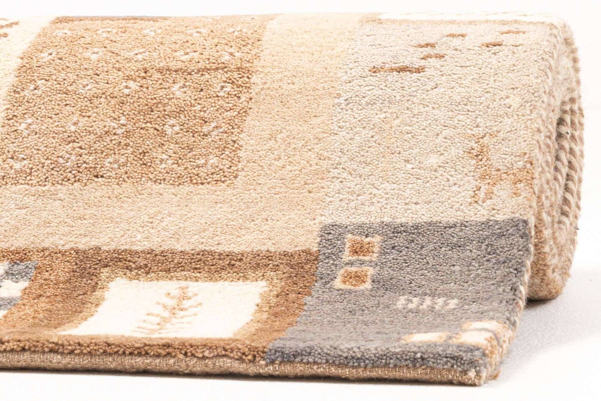 Gabbeh Teppich Nomaden 160x230cm Handgeknüpft Schurwolle beige – Bild 3
