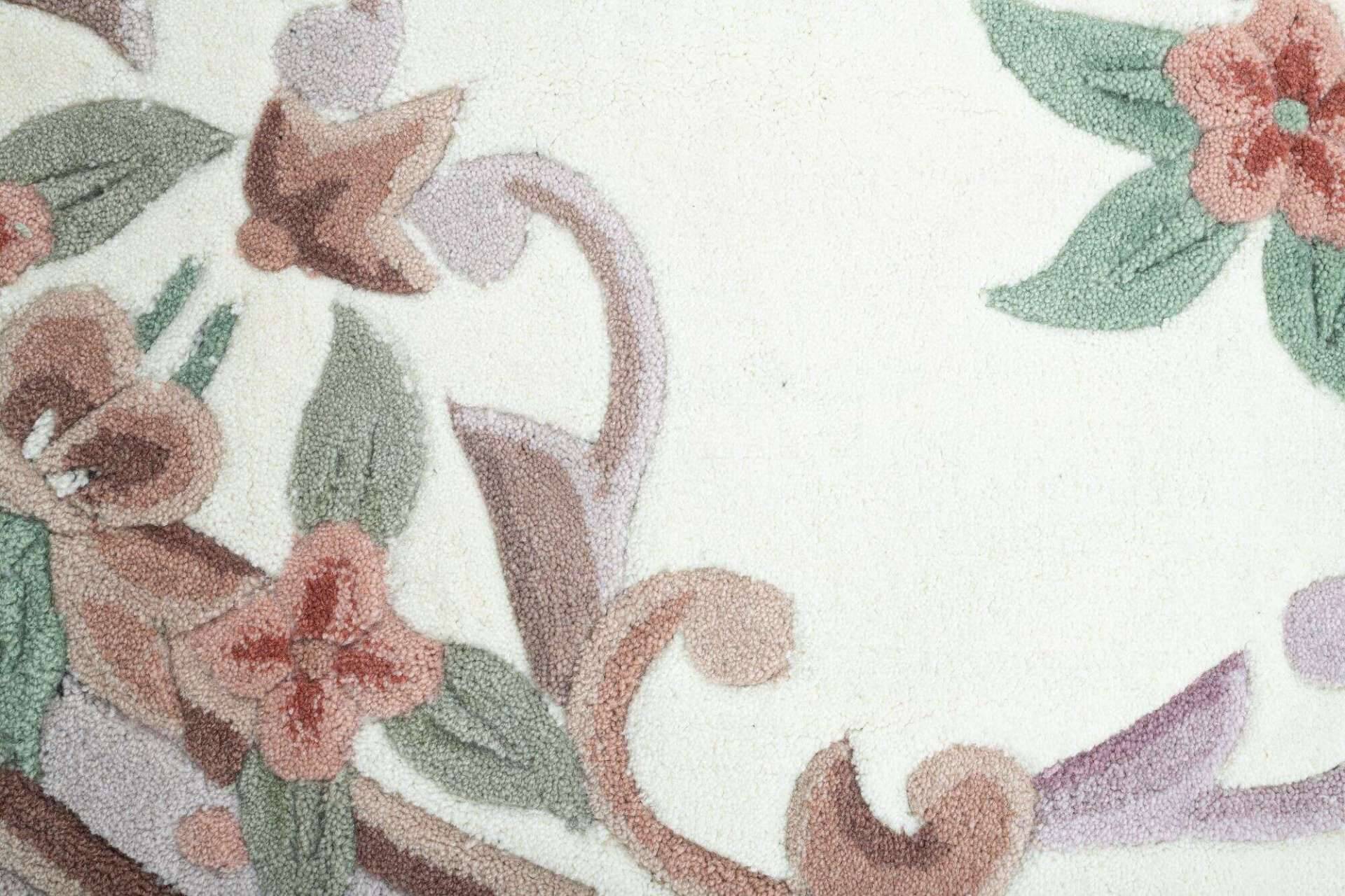 Ming Aubusson China Teppich beige oval Teppich mit Blumen – Bild 4