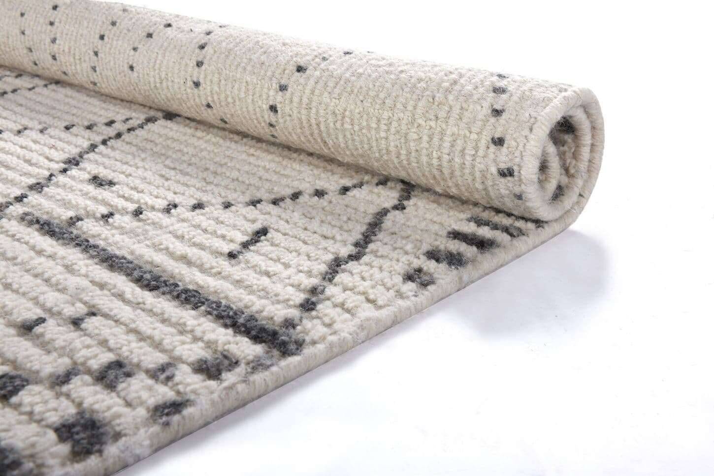 Handgewebter Kelim Teppich Nomad beige Naturteppich aus Wolle – Bild 3