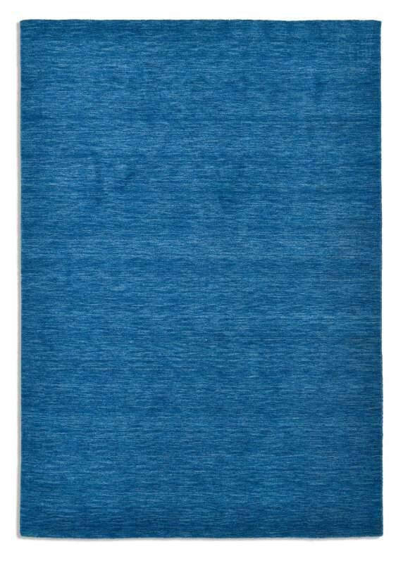 Handwebteppich Holi uni blau im Wunschmaß