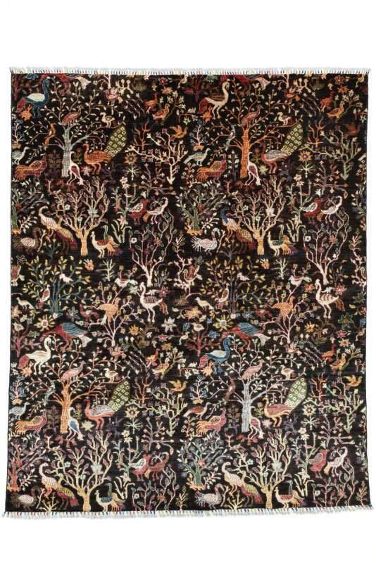 Orientteppich 242x296 cm Handgeknüpft Kandashah schwarz Schurwolle