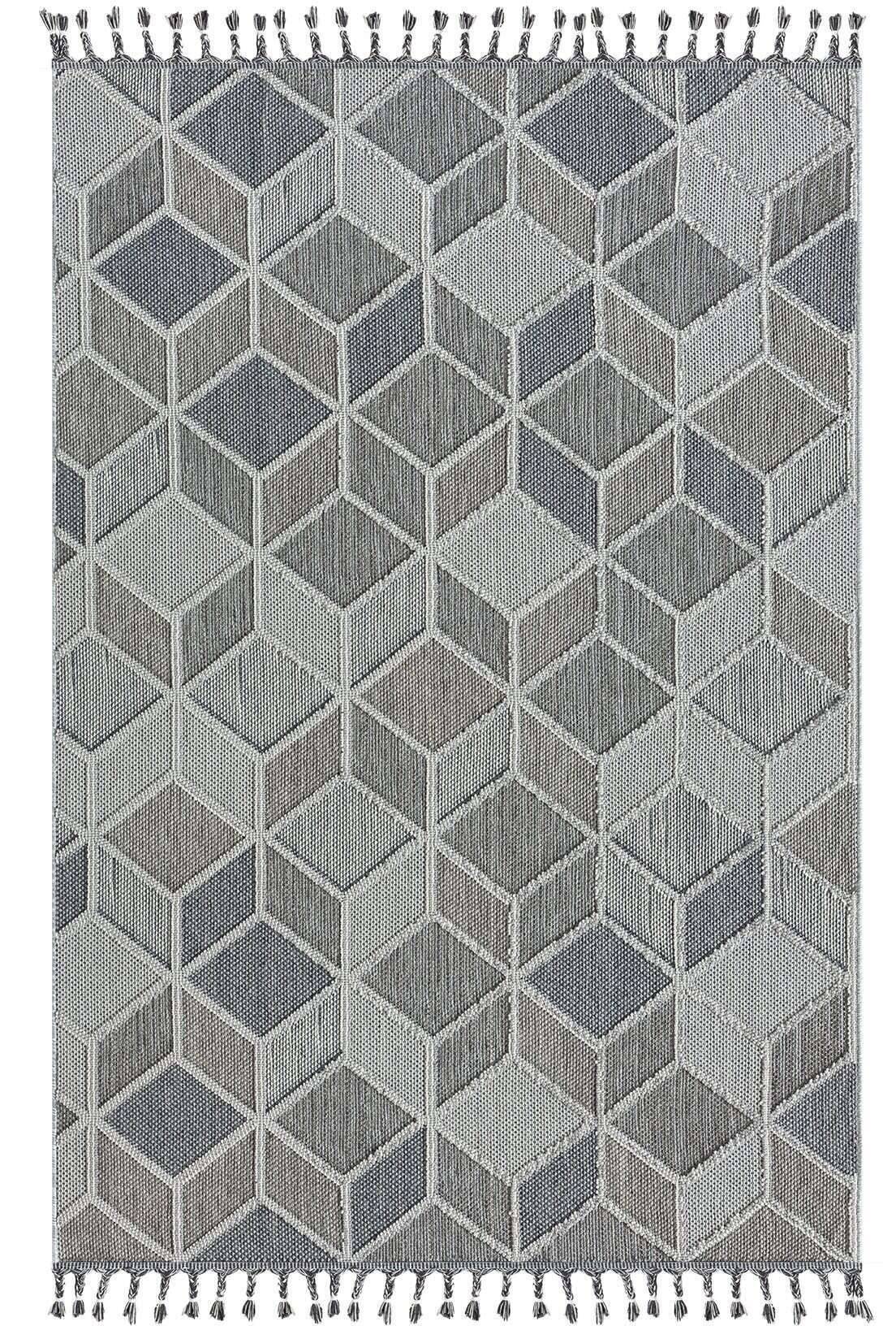 Trevi 6831-224-020 In- und Outdoor Teppich Modern Rauten Grau – Bild 1