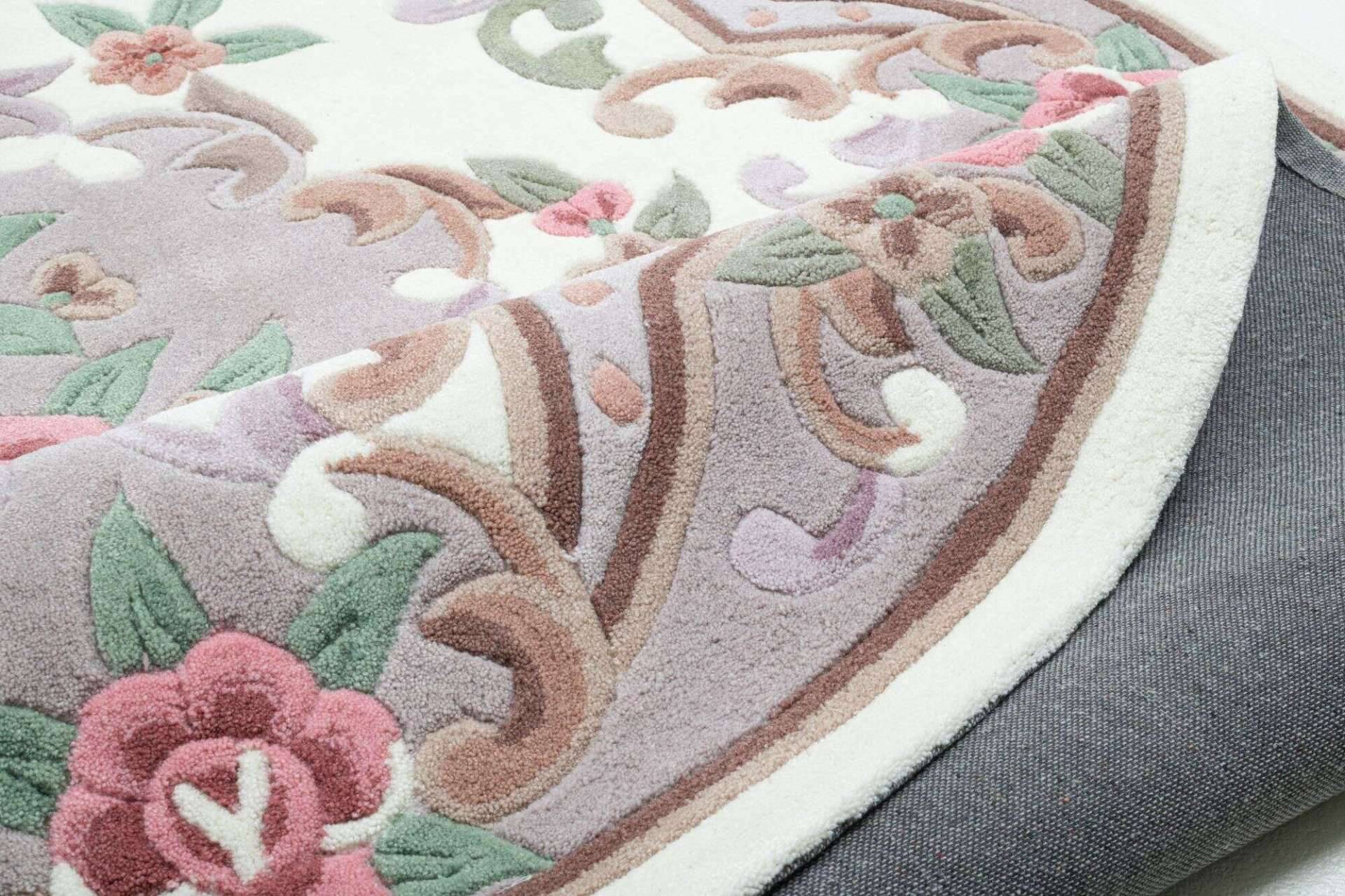 Ming Aubusson China Teppich beige oval Teppich mit Blumen – Bild 2