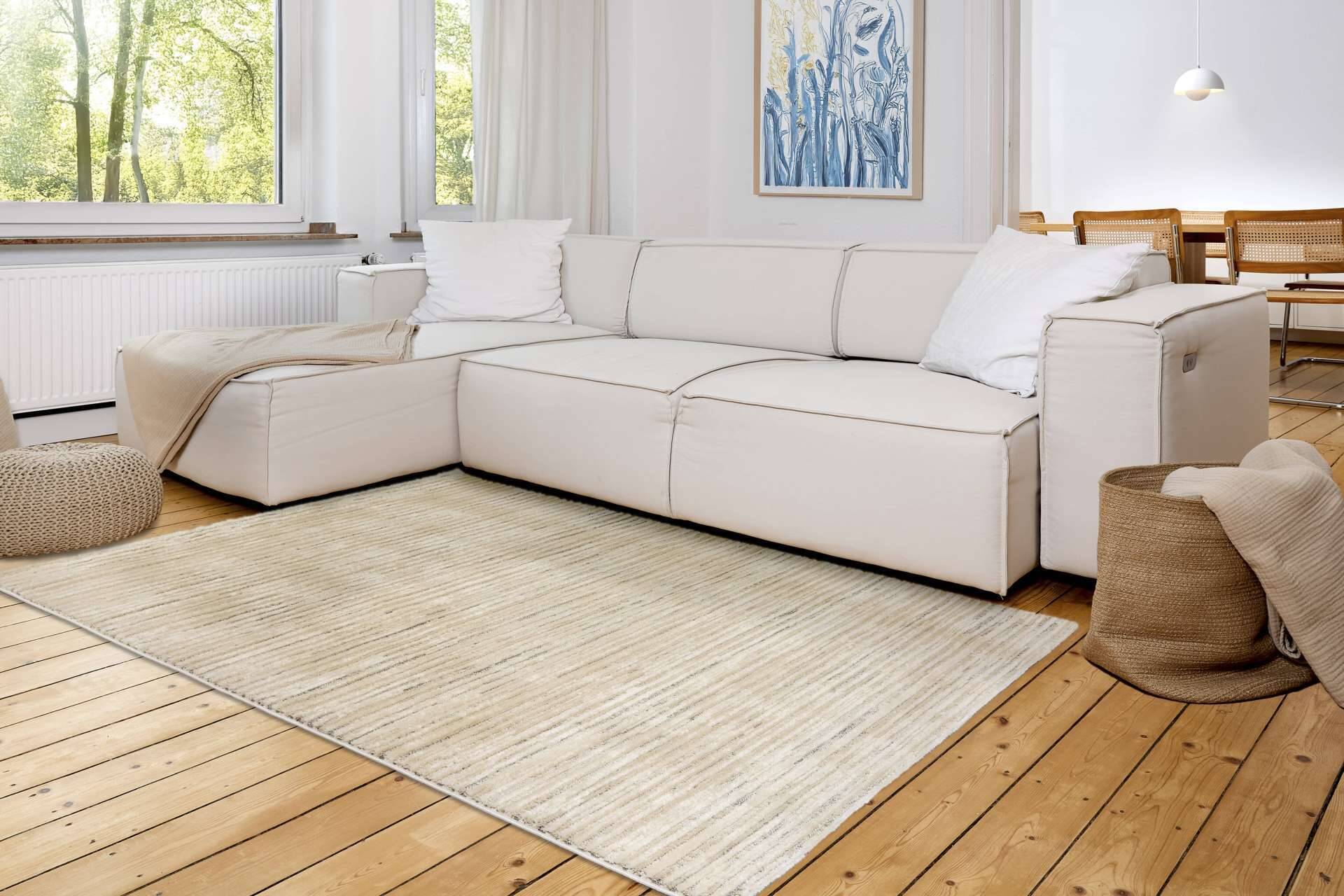 Wohnteppich Lou D.253 C. 003 Streifen creme-grau – Bild 17