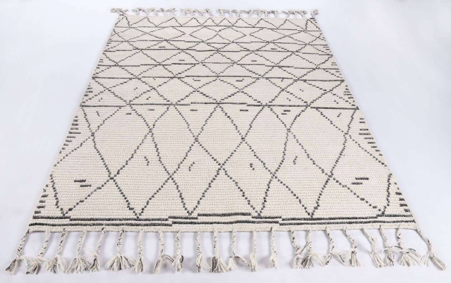 Handgewebter Kelim Teppich Nomad beige Naturteppich aus Wolle – Bild 5