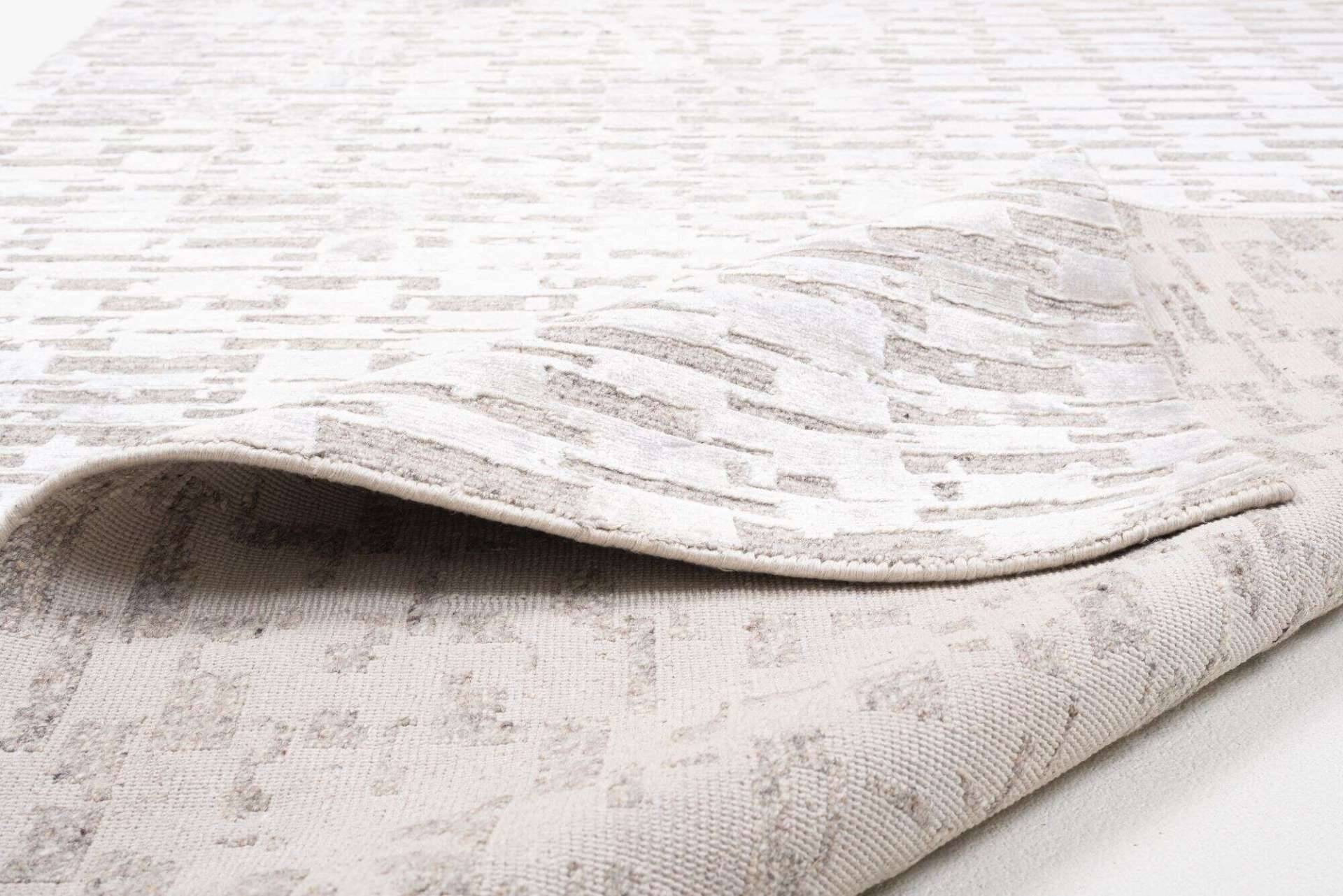 Victoria Moderner Teppich 160x230cm Viskose Wolle beige mit grau – Bild 5