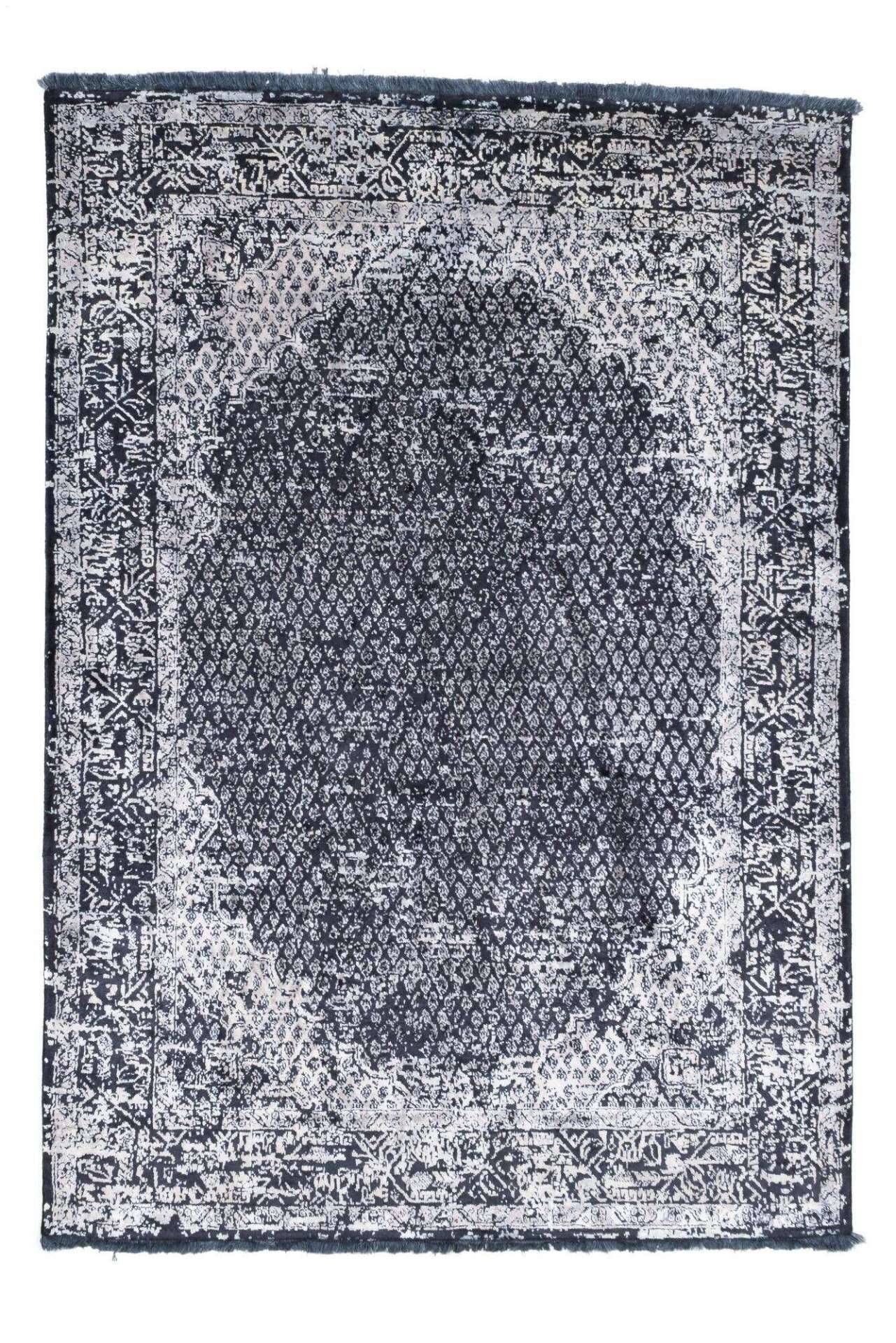 Yanbu Klassischer Vintage Teppich Vikose Handgeknüpft 171x242cm grau – Bild 1