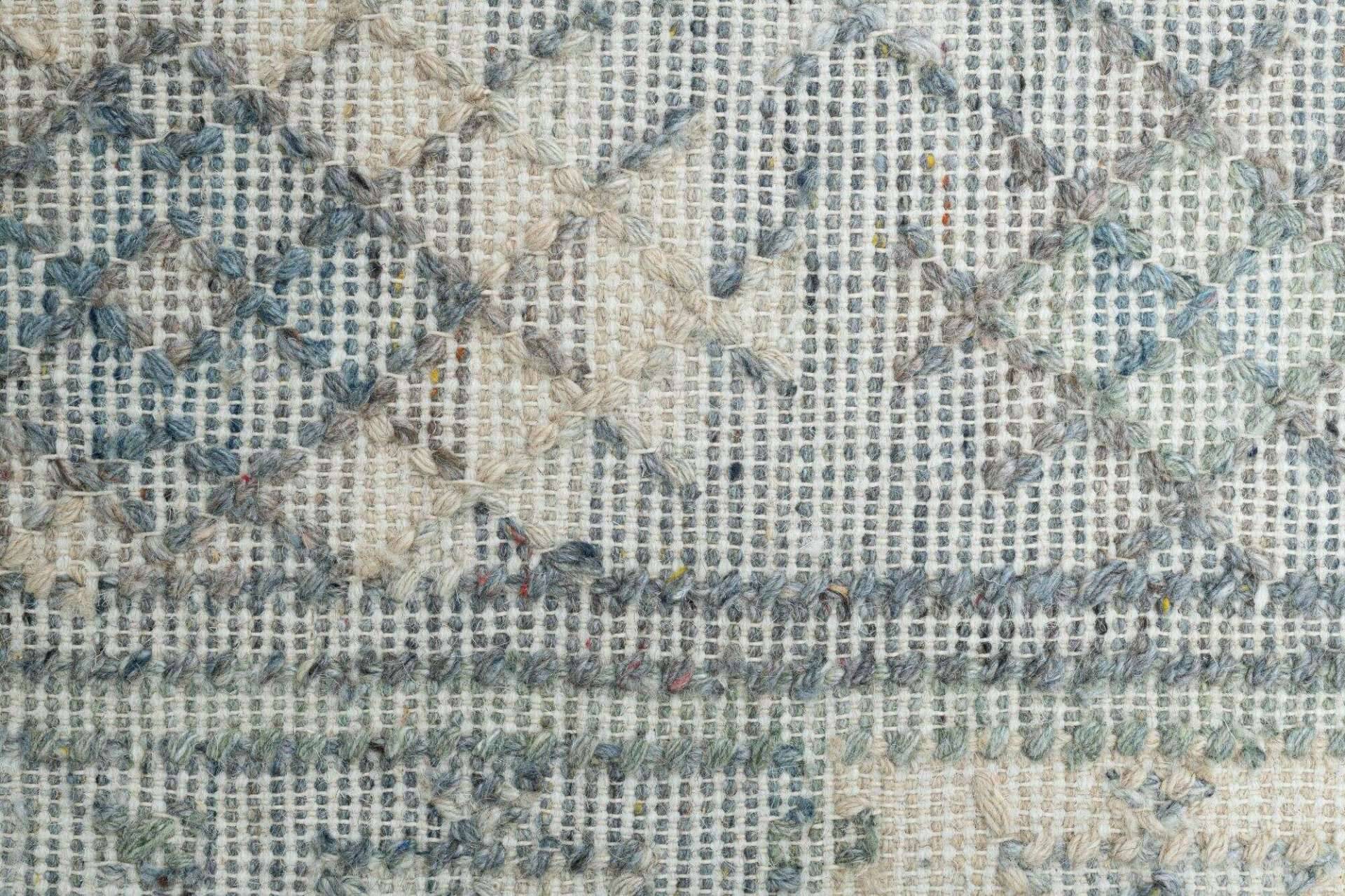 Handwebteppich Zilch Schurwolle Kelim Modern Blau Grau 160x230cm – Bild 7