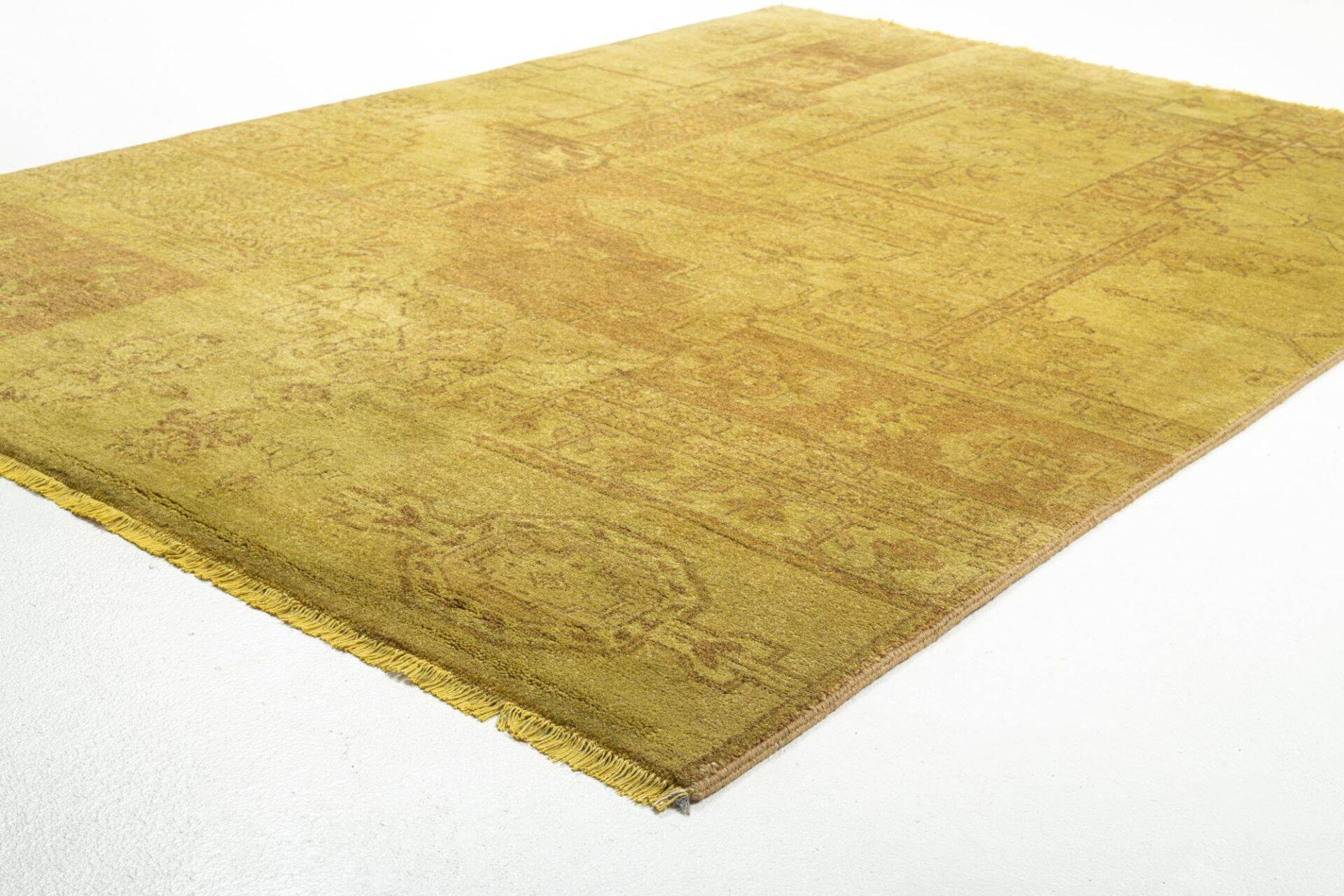 Patchwork Teppich PATCH Handgeknüpft beige-gold 140x200cm  – Bild 6