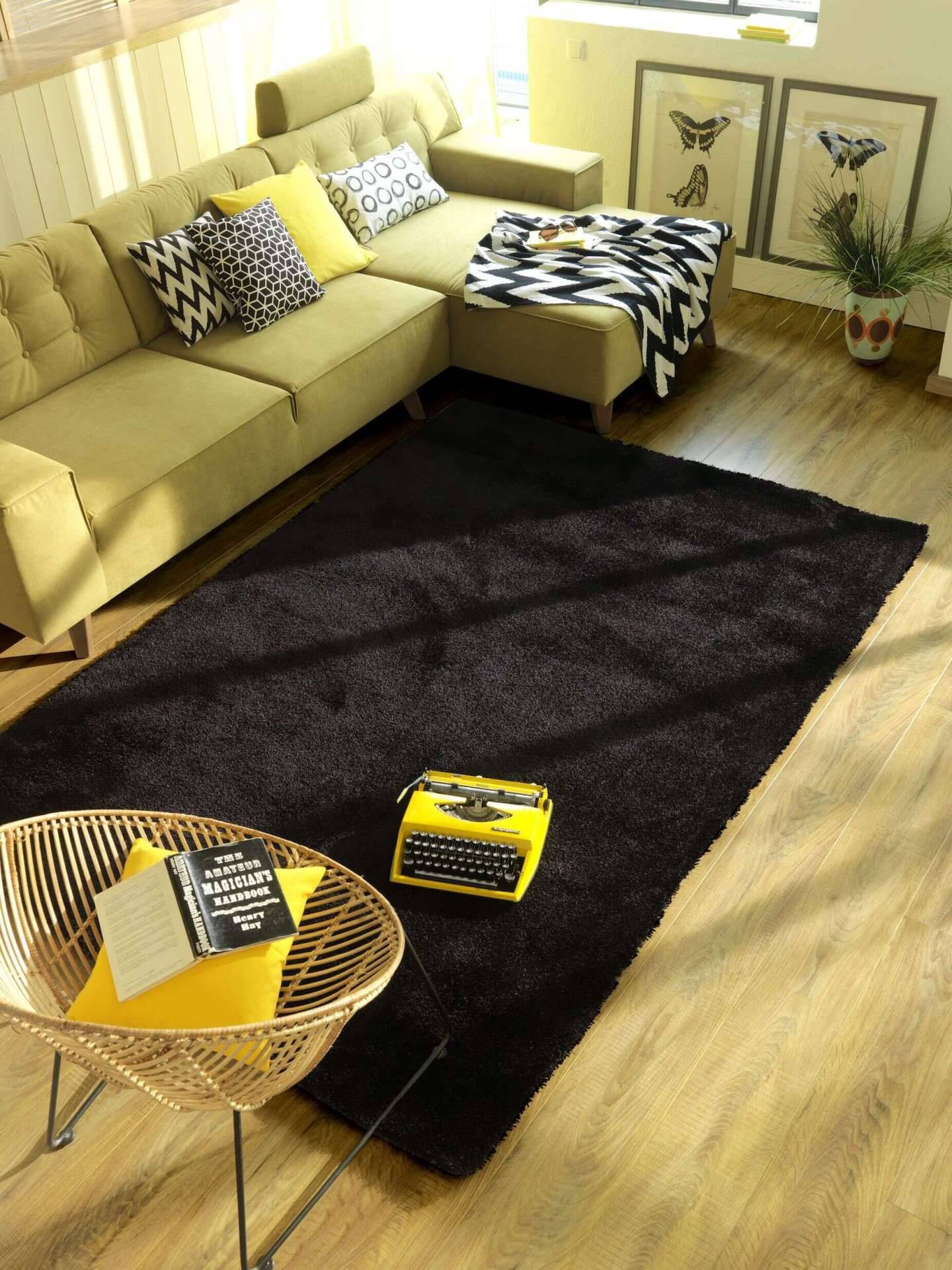 Soft uni schwarz Kuschelteppich Teppich Uni – Bild 4