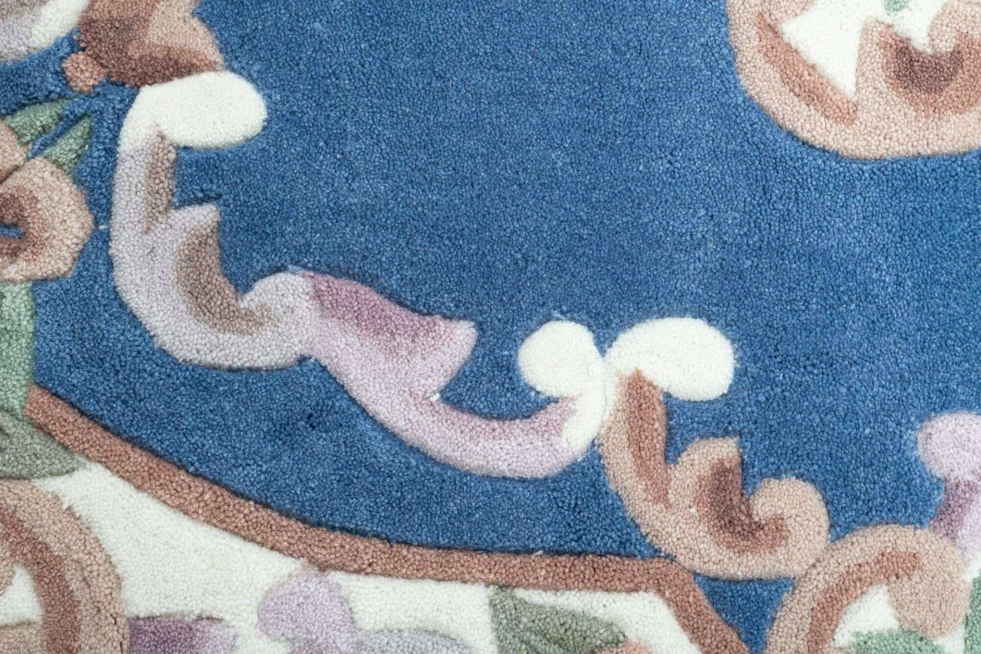 Ming Aubusson China Teppich blau oval Teppich mit Blumen – Bild 5