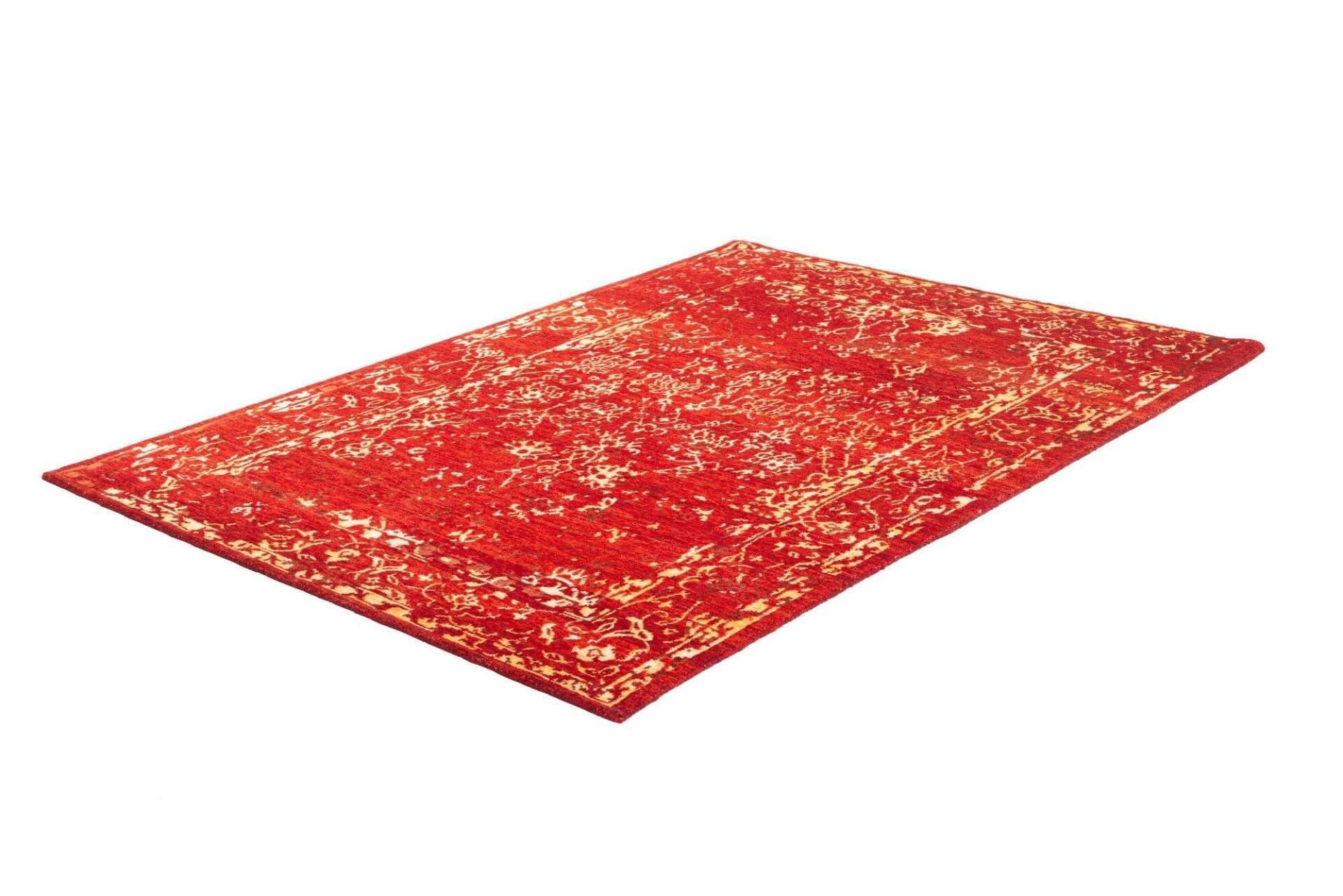Vintage Teppich Queenscity 160x230cm Handgeknüpft Wolle Viskose rot – Bild 4