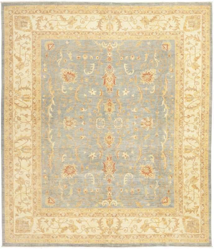 Teppich Ziegler 247 x 290 cm Orientteppich blau - beige Handgeknüpft Schurwolle