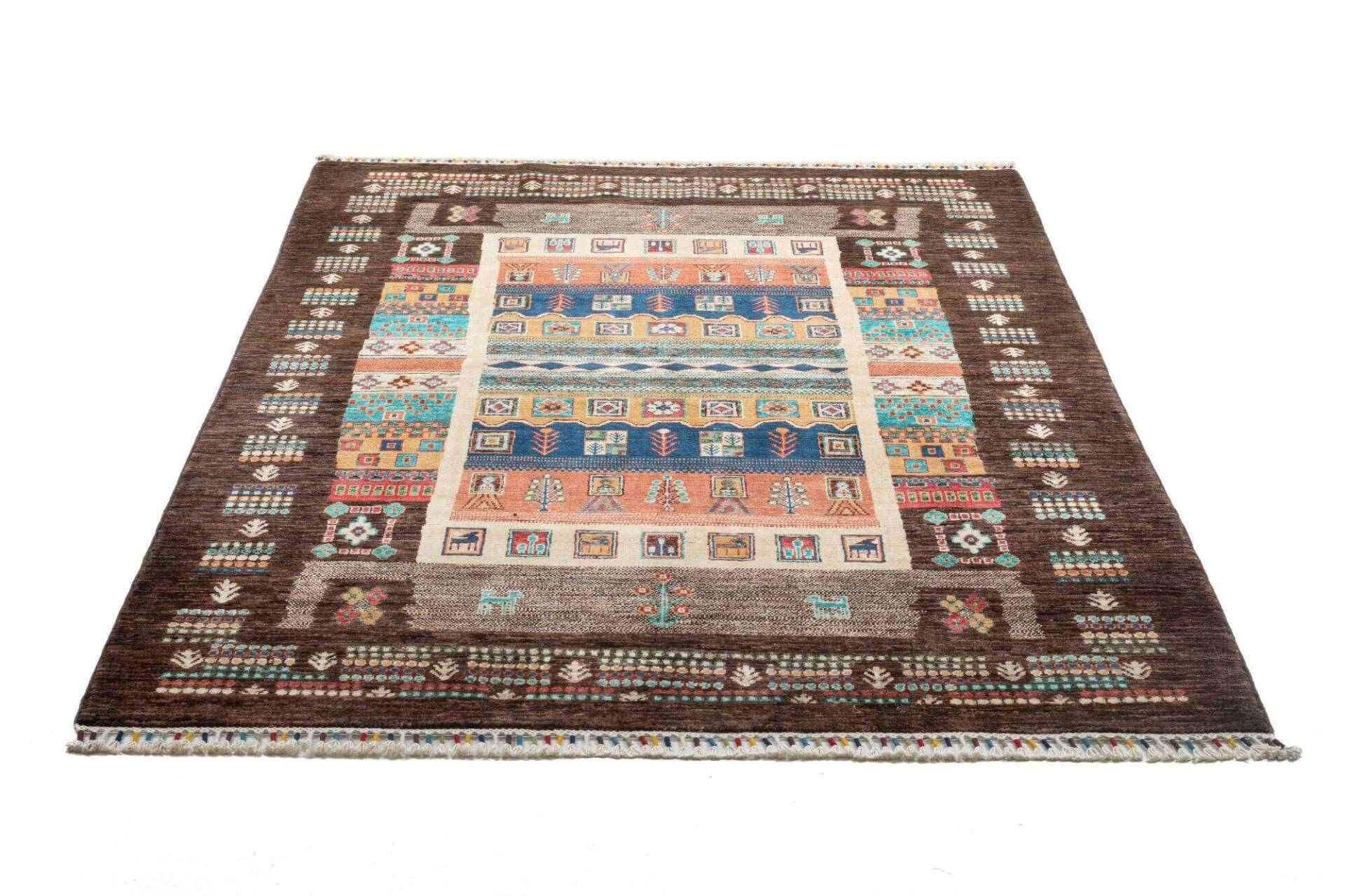 Klassischer Ziegler Teppich Kandashah Handgeknüpft 149x199cm bunt – Bild 4