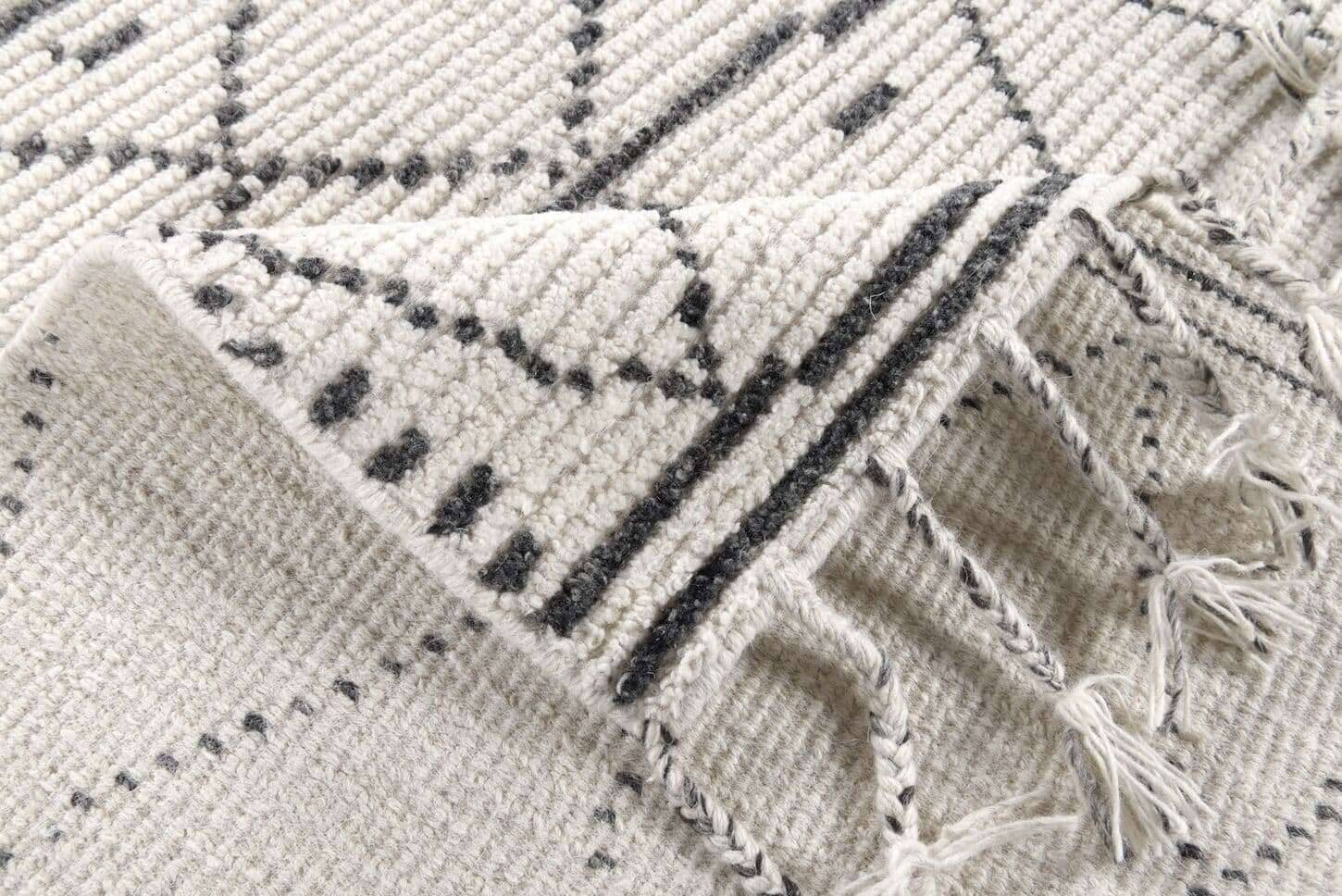 Handgewebter Kelim Teppich Nomad beige Naturteppich aus Wolle – Bild 2