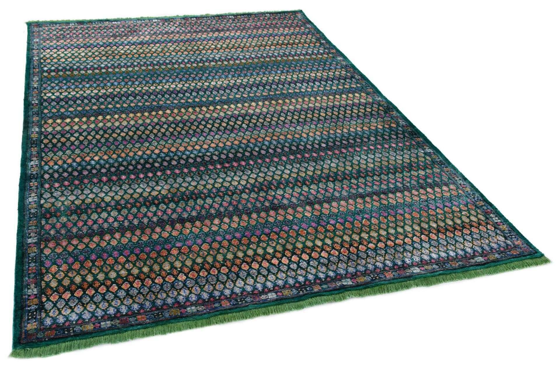Design Teppich New Chapter 170x240cm Handgeknüpft Viskose Mir Modern grün – Bild 3