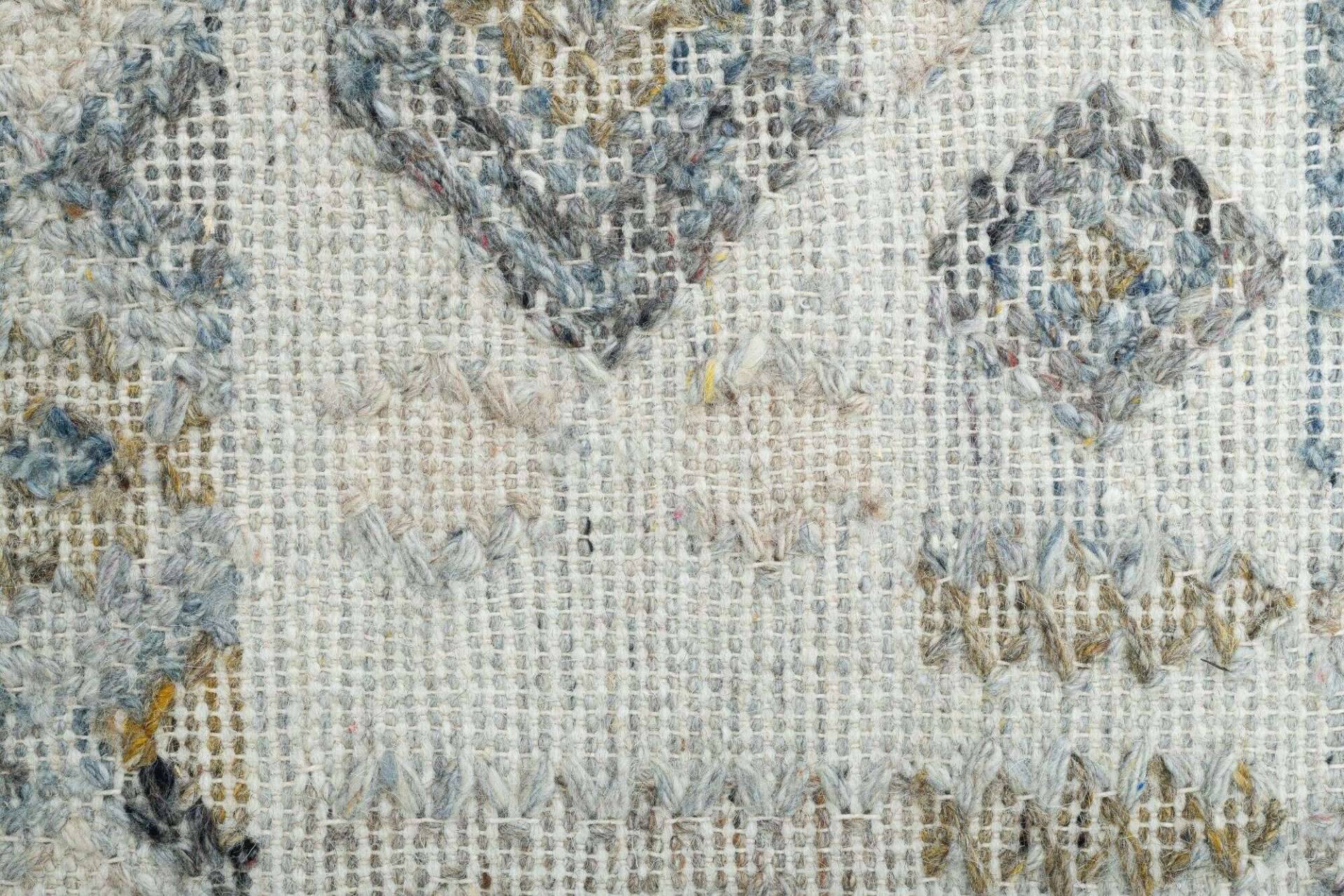 Handwebteppich Zilch Schurwolle Kelim Modern Blau Beige 160x230cm – Bild 2