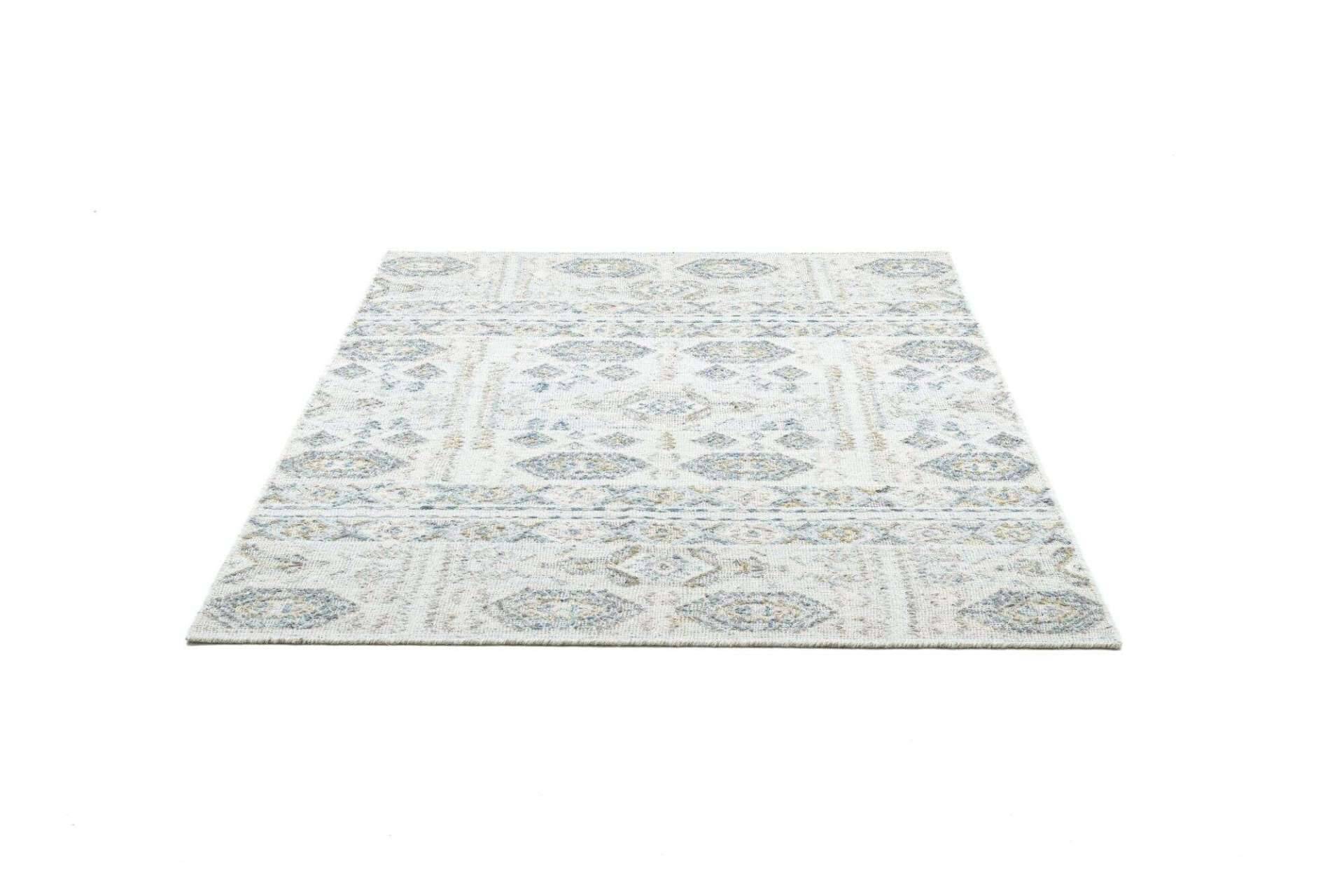 Handwebteppich Zilch Schurwolle Kelim Modern Blau Beige 160x230cm – Bild 7