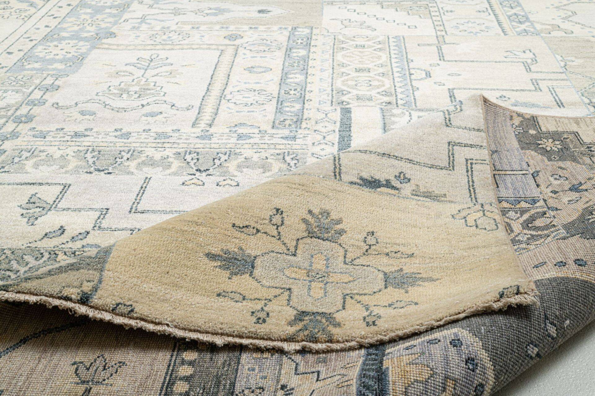 Patchwork Teppich PATCH Handgeknüpft grau 250x300cm    – Bild 5