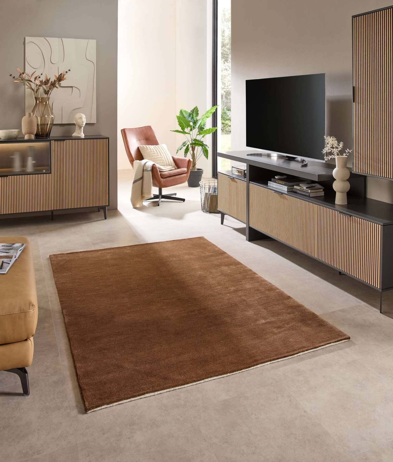 Natur Pur Teppich "Heaven" einfarbig in camel – Bild 1