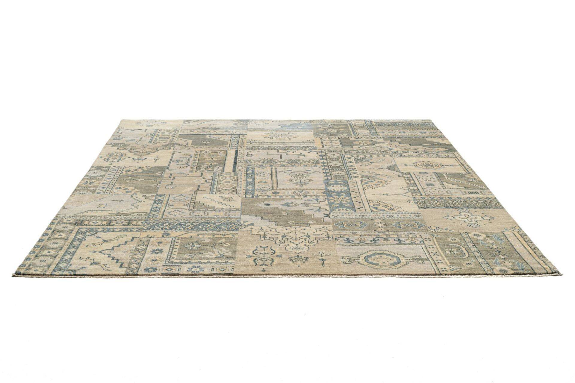 Patchwork Teppich PATCH Handgeknüpft grau 250x300cm    – Bild 7