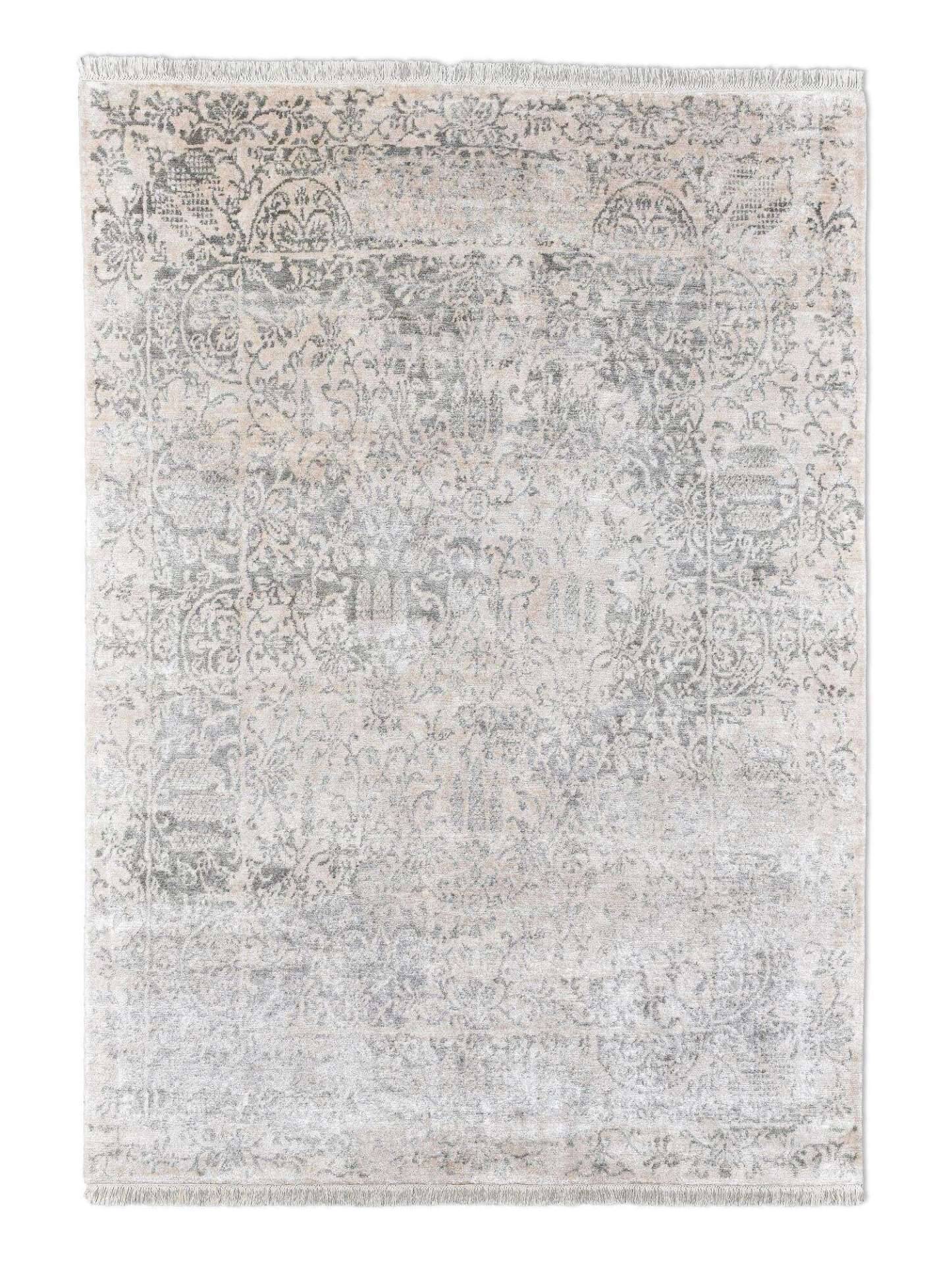 Design Teppich Queensland 170x240cm Handgeknüpft Viskose grau – Bild 1