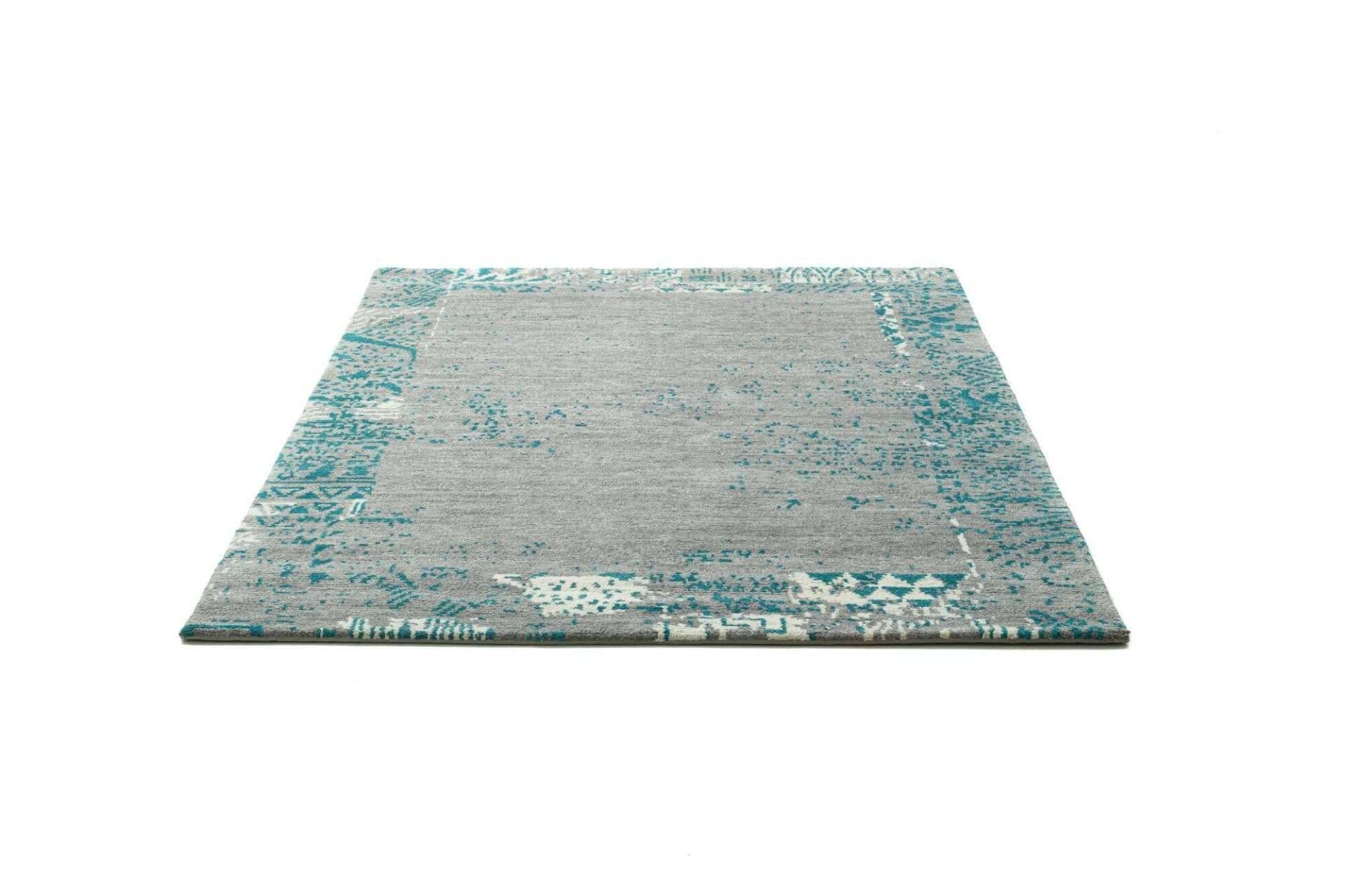 Sangri Teppich Nepal Design Wolle grau - blau Handgeknüpft 163x235 cm – Bild 4